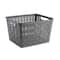 Grey Plastic Wicker Storage Basket by Simply Tidy®
